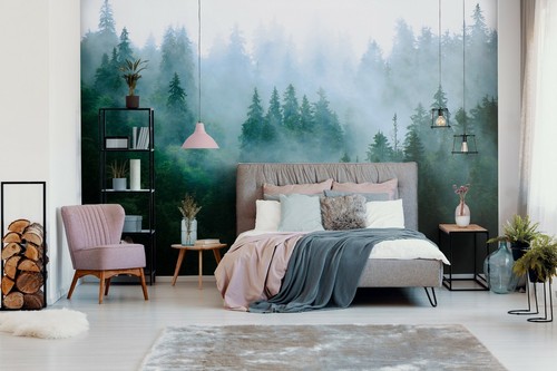 BOIS BROUILLARD ARBRES non tissé papier peint photo paysage moderne salon papier peint mural - Photo 5/59