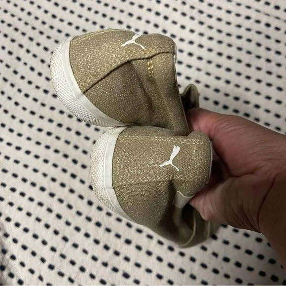 Puma Mujer Vikky Lona Sin Cordones Mocasín Plano Tenis Dorado Tostado Talla 8 Foto 4 de 4