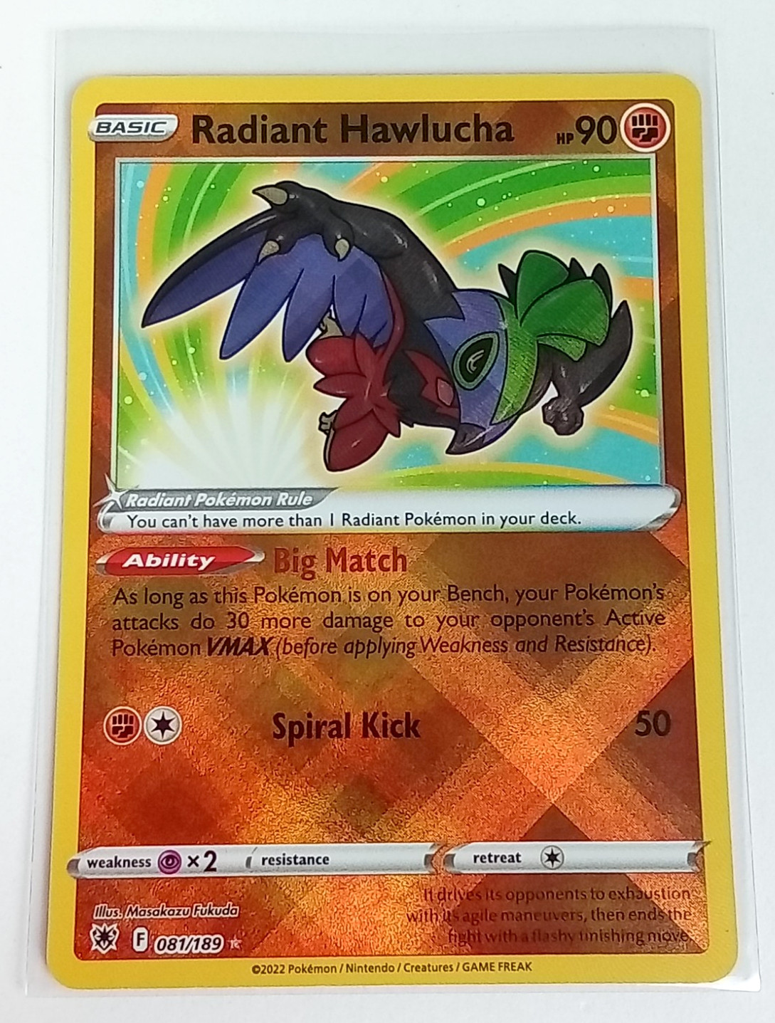 Radiant Hawlucha 81/189 Astral Radiance Reverse Holo Rare Pokémon Card 2022
