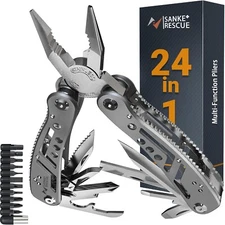 24-in-1 Stainless Steel Pocket Multitool with Pliers, Screwdriver Bits & Outdoor