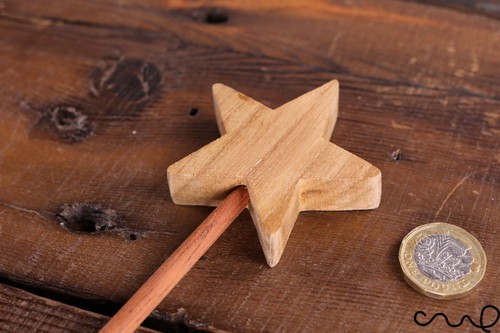 Handmade Wooden Star Wand Natural Wood Gold Home Decor Gift Wedding Solid Timber - Afbeelding 15 van 15