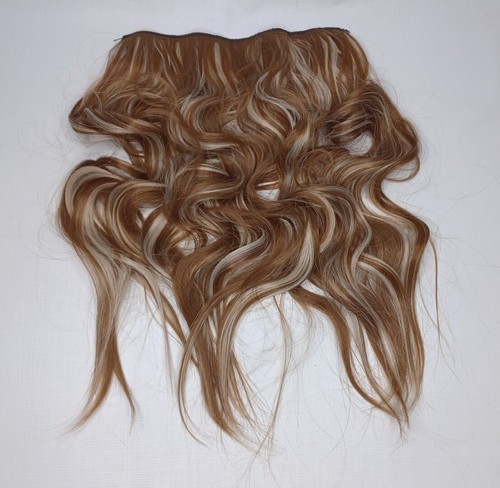 20" Brown Highlights Wavy Hair Extension  Invisible Wire Hair Piece Color 24# - Picture 1 of 7