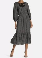 NWT Max Studio Printed Flounce Hem Maxi Dress Black / White Heart Sz Small $158
