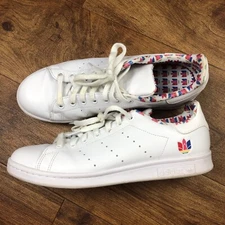 Adidas Originals Stan Smith Men Size 10 White Sneakers Colorful Trefoil *Read