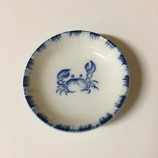 4 PCS. Japanese 3.5"D Soy Sauce Wasabi Dipping Dishes Blue Crab, Made in Japan