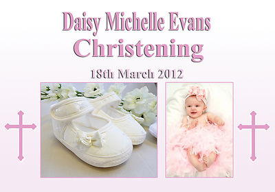 LARGE CHRISTENING BAPTISM POSTER BANNER PERSONALISED ANY COLOUR NAME PHOTO DATE