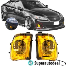 Fits 2006-2010 LEXUS IS250 IS350 Front Bumper Yellow Lens Fog Lights Replacement