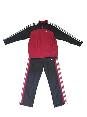 Adidas Jacket Mens Medium Black Red Clima365 Full Tracksuit Activewear 