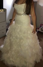 White By VERA WANG Drop Waisted Wedding Dress Size 4 - Ivory NWT Belt Included 