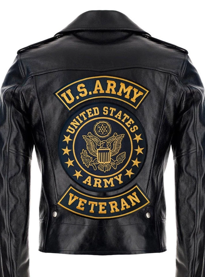US Army Veteran Patches Set for Veterans Bikers Motorcycle Jacket or Vest Gold - Image 4 of 4