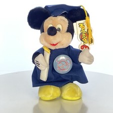 Mickey Mouse Graduation Plush Disney Vtg 90s Parks Disneyland With Badge  Tags