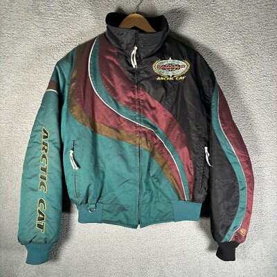 Arctic Cat Snowmobile Jacket Puffer In Vintage Snow Colorblock