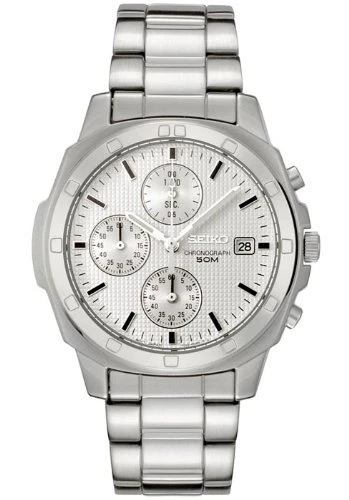 Seiko stainless steel chronograph best sale watch