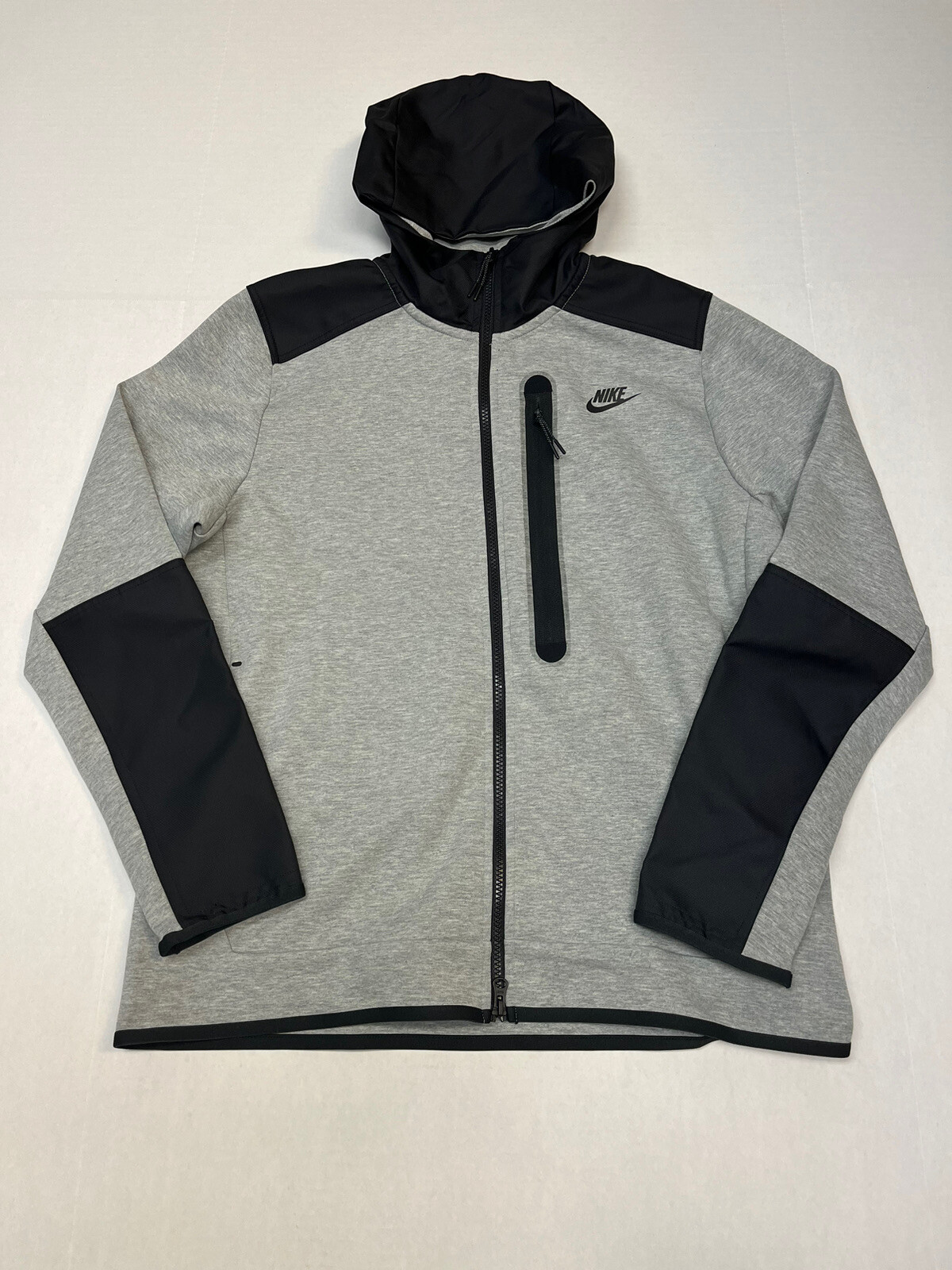 Nike Tech Fleece Overlay Full-Zip Hoodie Grey Black DR6165-063 Menu0026#039;s  LARGE | eBay