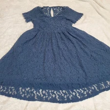 Torrid Teal Blue Floral Lace Pockets Skater Stretchy Fit & Flare Dress Women 00