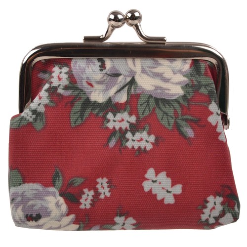 Ladies Girls Teen Vintage Rose Lined Clasp Coin Purse Oil Cloth Cute Handy - Picture 5 of 5