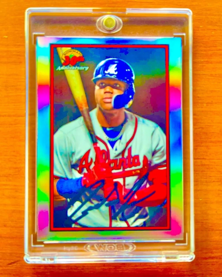 Ronald Acuna Jr. RARE REFRACTOR INVESTMENT CARD SSP BOWMAN CHROME BRAVE MVP MINT - Image 4 of 4