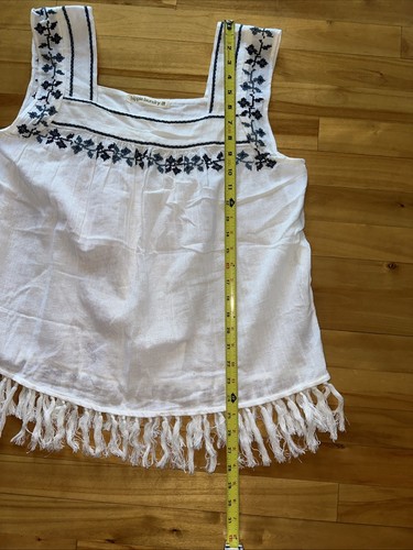 Hippie Laundry Boho Embroidered Fringe Loose Summer Tank Top Shirt Size XL - Picture 8 of 9