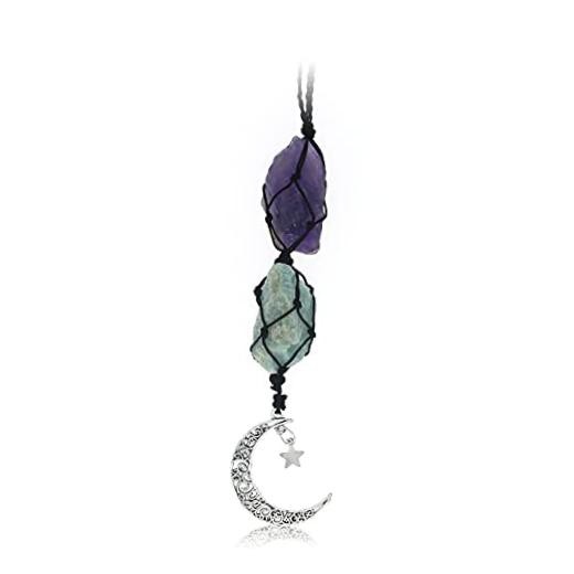 HappinessCrystalsCo Moon Amethyst Crystal Car Charm