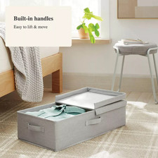Under Bed Storage Bin with Lid Gray - Fabric Organizer Container