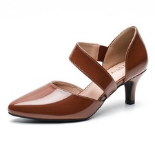 Peijely Women's Pointed Toe Kitten Heel Pumps, Elastic Strap Dress Shoes, Slip