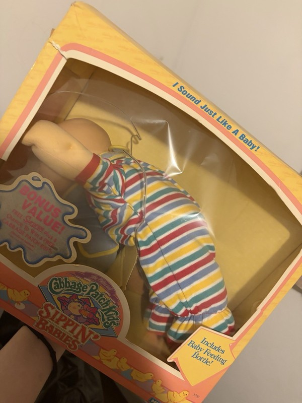 Cabbage Patch Kids Sippin' Babies Baby Doll with Bottle, Original Box Opened