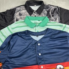 Boombah Men's Polo Shirt Jersey 2XL Lot Golf Striped Baseball Bowling Black