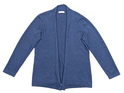 PETER HAHN Cardigan Damen 40 Blau Seide/Kaschmir offen Langarm Feinstrick-Jacke