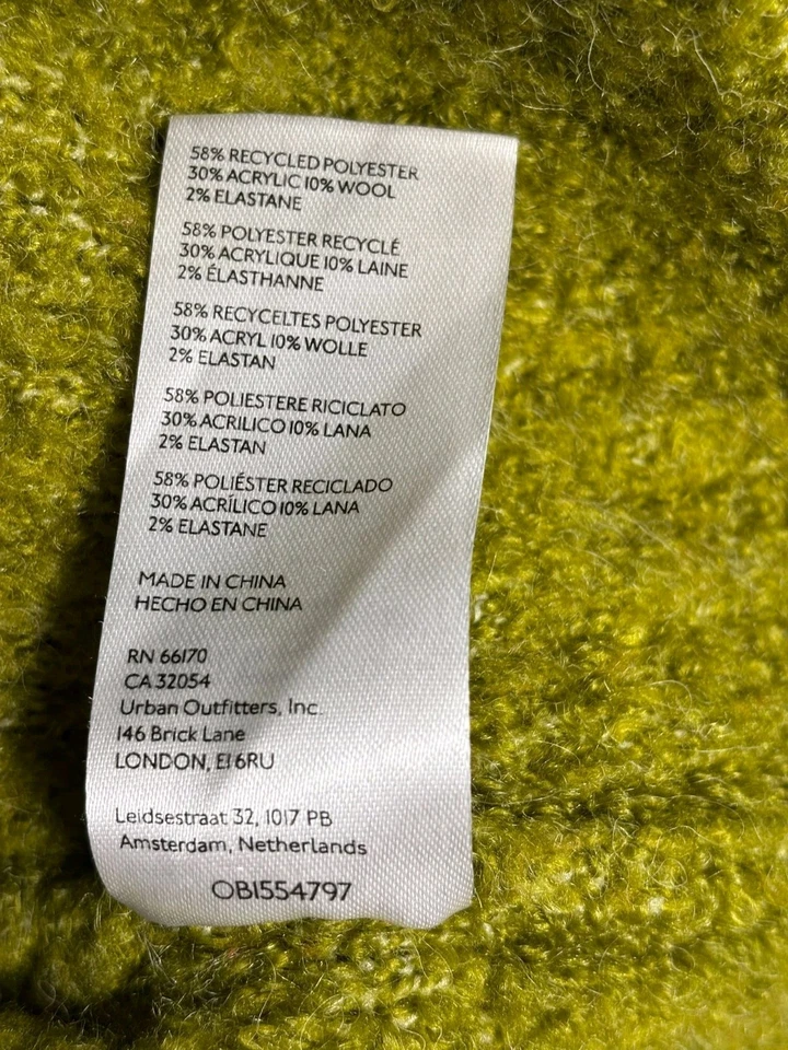 Urban Outfitters Avril Cropped Sweater Womens Sz M Yellow Long Sleeves OB1554797 - Image 4 of 4