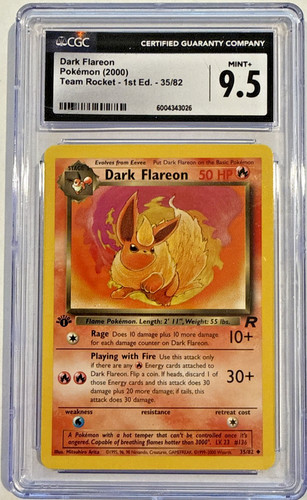 Dark Flareon (1st Edition) graded CGC 9.5 for sale on eBay