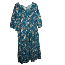 Natural Life XS Floral Tiered Midi Dress V-Neck Bell Sleeve Boho Cottagecore