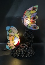 Stained Glass Tiffany-style 2 Light Butterfly Table Lamp 17" Tall