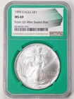 1995 $1 1oz Silver American Eagle MS69 NGC 6018102-253 Green Core Sealed Box