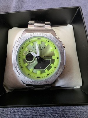 Activa Signal X Invicta Digital Unisex Watch Silver With Green Dial