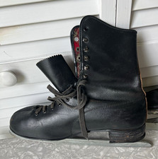 Canadian Rocket Black Lace-Up Figure Ice Skates w/ Blades Pair