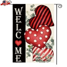 Valentine's Day Double-Sided Garden Flag 12x18 Inch Rustic Outdoor Decor