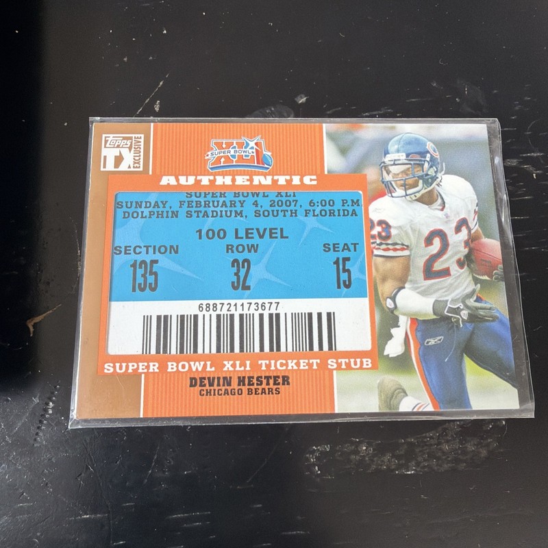 2007 Topps Devin Hester Super Bowl XLI Ticket Stub