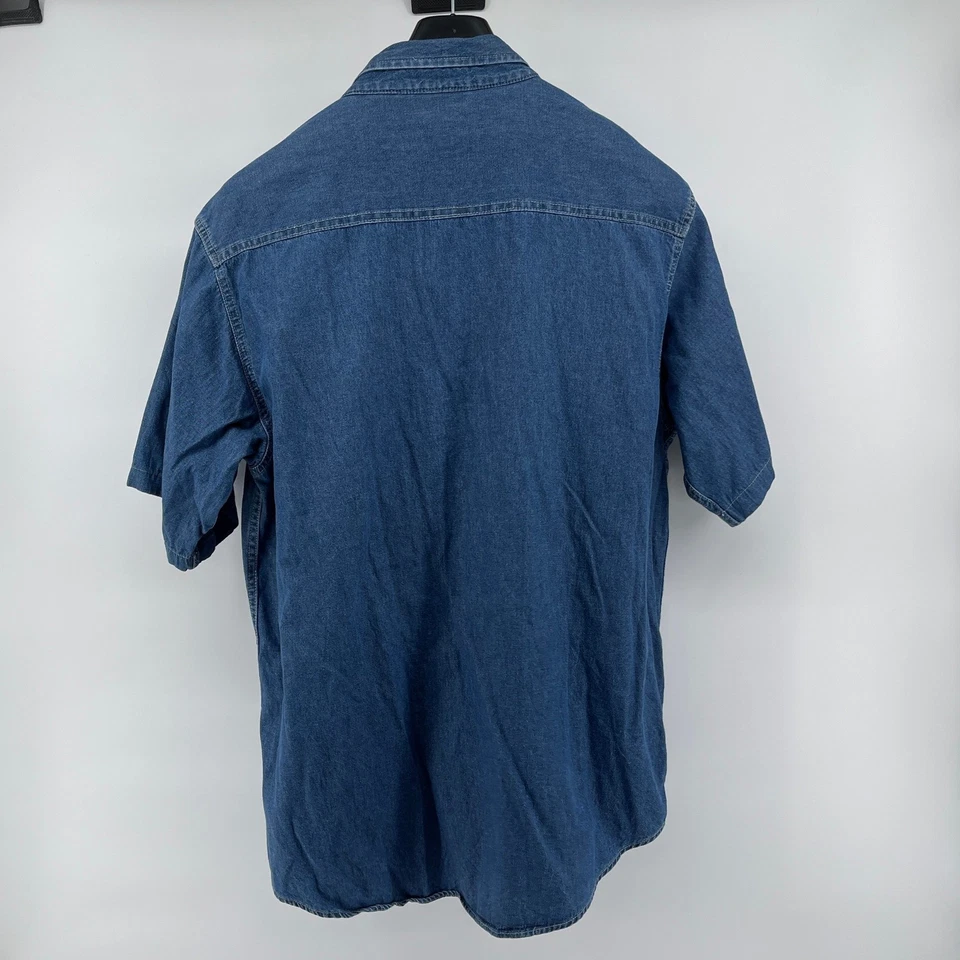 Vintage Walmart Denim Shirt Mens Large Blue Button Up Embroidered Logo - Image 3 of 4