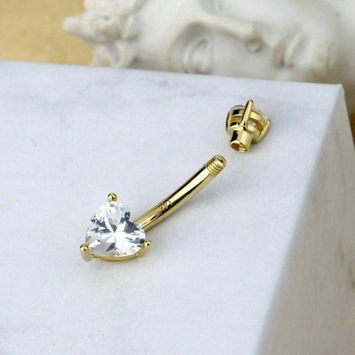2Ct Heart Cut Lab Created Diamond Belly Button Navel Ring 14K Yellow Gold Plated