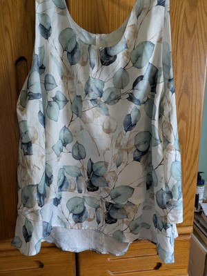 Pretty Floral Dressy Women's Tank Blouse. 3XL Tiered Design, Flowy. Plus Size.