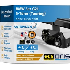 ANHÄNGERKUPPLUNG für BMW 3er Touring G21 ab 19 starr ORIS +7pol E-Satz ABE