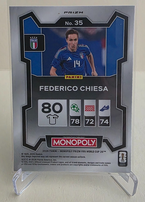 2026 PANINI PRIZM MONOPOLY WORLD CUP FEDERICO CHIESA BLUE WAVE