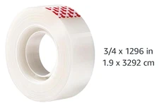 Amazon Basics Clear 3/4" x 1296" (36 yds) Tape Roll for Desk Dispenser, 2 Rolls