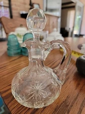 Antique ABP American Brilliant Cut crystal cruet stopper zipper cut neck 