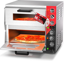 16 Inch Indoor Pizza Oven Countertop - Double Decker Electric Pizza Ovens with P