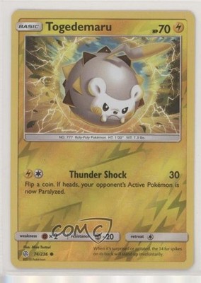 Togedemaru Reverse Foil Pokémon Sun & Moon Cosmic Eclipse #74
