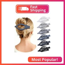 Flat Hair Clip 6 pcs Lay Down Claw Clips Hair Accessories for Women -Grey