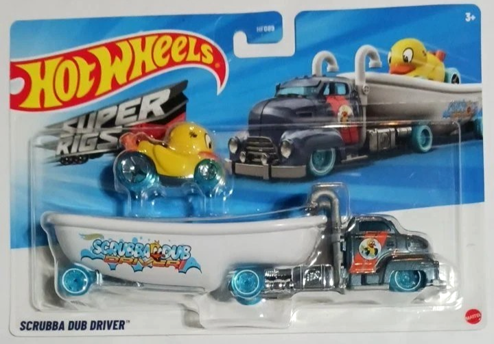 New Mattel Hot Wheels Super Rigs Scrubba Dub Driver & Transporter