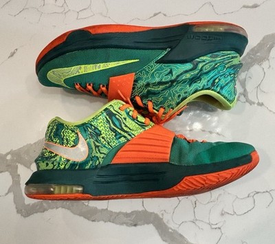 Men's Size 12- 2015 Nike KD 7 Weatherman Green Orange Yellow