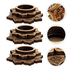 Espositore in cristallo stile retrò base fiori in legno 3 pezzi